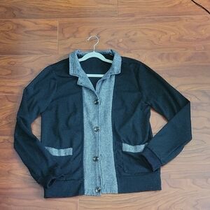 Black and Gray Button-Up Cardigan